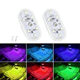 Louqibine 2 PCS USB Charging Touch Sensor LED Light for Car, 7 Colors LED Interior Car Lights with 6 Bright ...