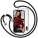 Lucyupn Coque Cordon pour iPhone X/iPhone XS avec Collier, Transparent Coque Corde TPU Bandouliere Réglable Téléphone Portable Lanyard Case iPhone ...