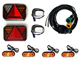 MelTruck® Éclairage de remorque, feux arrière LED et feux de contournement avec connexion rapide 13 broches Set de câbles de ...