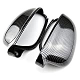 MKptopia ABS carbone noir miroir couvercle rétroviseur latéral capuchon Compatible avec VW Passat B6 R36 Golf 5 Jetta MK5-fibre de ...