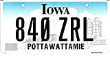 MNUT Iowa Plaque d'immatriculation non datée (2013) Pottawattamie County 840 Zrl Plaque d'immatriculation 6x12"