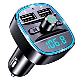 Mohard Bluetooth Voiture, Transmetteur FM Bluetooth 5.0 Adaptateur Radio Lecteur de Musique MP3 sans Fil, Appels Mains Libres, Dual USB ...
