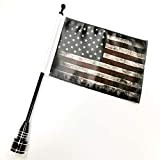 Moto Mât de drapeau avec drapeau Pour (Noir Poteau de drapeau + United States Drapeau)