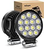 Nilight LED Phare 12v 24v,2PCS 42W 11.5cm 4200Lm Projecteur Flood Phare de Travail Moto Rond Longue Portee LED Phare LED ...