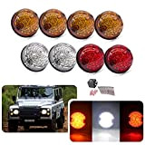 njssjd Kit de mise à niveau de lumière LED 73 mm transparent + ambre + rouge pour Land Rover Defender ...