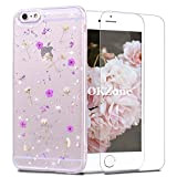 OKZone Coque iPhone 6S / 6 Plus (5,5 Pouces) [avec Film de Protection écran HD], [Réel Séchées Floral] Fait à la Main Réel Séchées Floral Clair Doux Caoutchouc Housse Etui de Protection pour (Violet)
