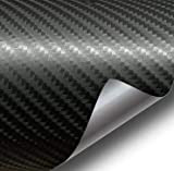 Outletissimo® Film carbone 3D adhésif noir 200 x 50 cm pour voiture, emballage de voiture, moto