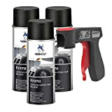 Peinture aérosol Kroma noir mat spray vernis résistante à l'essence pulvérisateur 3x 400 ml + 1x poignée originale pour bombes ...