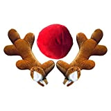 Plesuxfy Bois de Renne de Voiture | Décorations de Voiture de Noël Bois de cerf et Renne au Nez Rouge ...