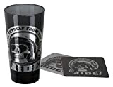 Pour Harley-Davidson Skull Rider Tall Glass Set w/Matching Coasters, 20oz. HDL de 18781