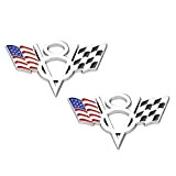 PT-Decors 2 pcs Metal US America Drapeau V8 Racing F1 Emblème Badges Autocollant pour Auto Voiture Van Fenders Bumper Window ...