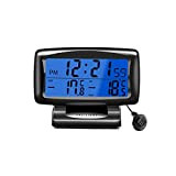 Pvnoocy Thermomètre de voiture, capteur de température numérique avec double fonction de température, horloge numérique LCD pour SUV, camion, voiture, ...