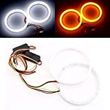 Qasim 1 paire LED Angel Eyes 100MM Halo Rings Blanc/Ambre Switchback 4014 SMD Yeux d'Ange pour Feux Diurnes DRL Phare ...