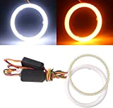 Qasim 1 paire LED Angel Eyes 80MM Halo Rings Blanc/Ambre Switchback 4014 SMD Yeux d'Ange pour Feux Diurnes DRL Phare ...