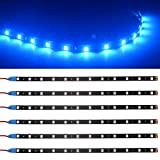 Qasim 6Pcs Bleu 30cm 12-SMD 5050 LED Flexible Étanche LED Bande Lumière De Voiture Intérieur et Extérieur Décoration DRL Jour ...