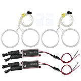 Qiilu Angel Eyes, Angel Eyes Halo Anneaux, 4pcs Voiture Blanc Angel Eyes Phare LED Halo Anneaux 106mm / 4.2in Montage ...