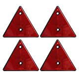 Qiping 4 Pcs Rouge Catadioptre Triangle Remorque, Réflecteur Triangle Homologué Marque-E avec 8 Vis de Montage pour Voiture, Camion, Caravane, ...