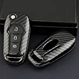 Qirc Coque de clé de voiture en fibre de carbone ABS pour Explorer Ranger Mondeo Ecosport Protection pour clé intelligente ...