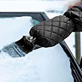 reakoo Grattoir à glace pour voiture, gant de nettoyage imperméable pour pare-brise avant de voiture avec doublure en polaire épaisse ...
