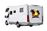 Red Parrot Graphics CP2 Autocollant en vinyle pour camping-car, caravane et véhicules de transport de chevaux Motif palmiers et coucher ...
