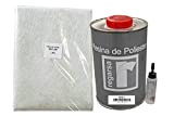 Résine Polyester 1 Kg + 1 m² tissu de verre 300 gr/m² + Catalyseur