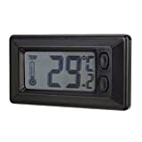 Riloer Mini thermomètre de voiture avec écran LCD rétroéclairé et base réglable Noir