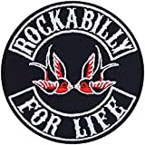 Rockabilly for Life Écusson thermocollant Biker Patch Rocker Repasser Heavy Metal Sticker Trash-Metal Cadeau Motard DIY Application pour blouson/gilet/jeans/bateau/valise de ...
