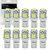 Safego T10 LED Ampoules de voiture lampe 194 168 2825 W5W 5 SMD 5050 Auto WEDGE BULBES BLANC Blanche ULTRA ...