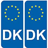 SAFIRMES 2 Autocollants de Plaque d'immatriculation Auto DK Danemark- Identifiant Européen