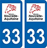 SAFIRMES 2 Autocollants Plaque immatriculation Auto 33 Nouvelle Aquitaine - Logotype