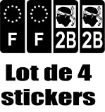 SAFIRMES 4 Autocollants Stickers Auto Plaque d'immatriculation 2B Black Edition Corse