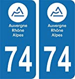 SAFIRMES Département 74-2 Autocollants Style immatriculation Auto Plaque Auvergne 2018