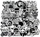 Sanmatic Autocollant Lot Pack [120pcs], Stickers Autocollants Noir et Blanc Vinyle pour Ordinateur Portable, Voitures, Moto, Bicyclette, Bagages Skateboard, Autocollants ...
