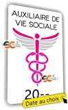 SC ® - Sticker/Autocollant - Caducée Auxiliaire de Vie Sociale - Date Personnalisable - Type de pose Vitrophanie* (se colle ...