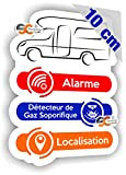 SC ® - Sticker/Autocollant - Camping-Car/Alarme/Détecteur Gaz/Localisation - Fabrication Française (Hauteur 10 cm/Largeur 7,5 cm)