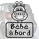 Sticker bébé à bord pour voiture Girafe 20 cm Noir - Anakiss
