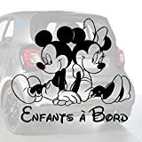Sticker bébé à bord pour voiture Mickey et Minnie Enfants à Bord 19 cm Noir - Anakiss