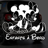 Sticker bébé à bord pour voiture Mickey et Minnie Enfants à Bord 19 cm Blanc - Anakiss