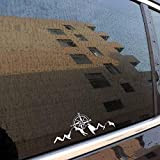 Stukk Stickers Autocollant en Vinyle pour Pare-Chocs de Voiture Motif Boussole de Montagne 14,7 cm x 6,2 cm - Blanc