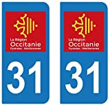supstick 2 STICKERS AUTOCOLLANT PLAQUE IMMATRICULATION DEPT 31 région Occitanie