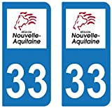 supstick 2 STICKERS AUTOCOLLANT PLAQUE IMMATRICULATION DEPT 33 Nouvelle-Aquitaine