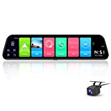 SZKJ D50 Rétroviseur écran tactile 12″ 4G Touch IPS, Android 8.1, dashcam avec caméra de recul, WiFi, GPS, Bluetooth, musique, ...