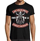 T-Shirt Humour Moto, Les Vrais mecs Font de la Harley, idée Cadeau Motard (L)