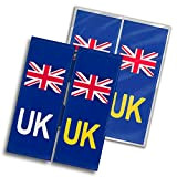 The Wise Traveller - Lot de 4 autocollants pour plaque d'immatriculation de voiture au Royaume-Uni pour l'Europe, faciles à appliquer, ...