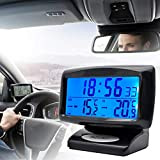 Thermomètre de mesure de température à l'intérieur et à l'extérieur de la voiture, horloge électronique, rétro-éclairage LCD bleu pour voiture ...