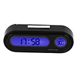 Thermomètre de voiture voltmètre horloge, 2 en 1 intérieur de véhicule de voiture Mini montre électronique LED horloge numérique thermomètre ...