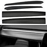ThinsGo Lot de 4 garnitures de tableau de bord pour Tesla Model 3 Modèle Y en fibre de carbone mat