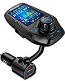 Transmetteur FM Bluetooth,Lecteur MP3 4 en 1 Adaptateur Voiture Radio FM Émetteur Kit Main Libre QC3.0 USB Chargeur Voiture,avec Ecran ...