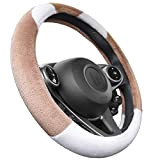 Upgrade4cars Couvre Volant Voiture Peluche Marron Blanc | Accessoires Auto Interieur | Taille Universel 37-39 cm | Cadeaux pour Femmes ...