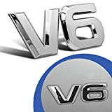 V6 Emblème en métal chromé avec Logo 3D pour Voiture